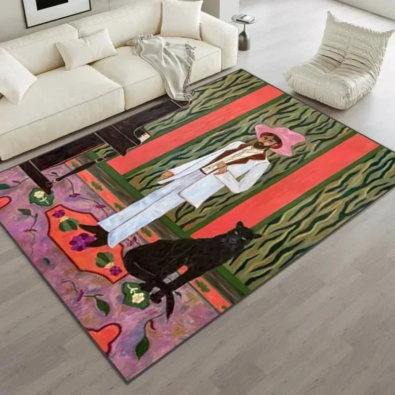 VIKAMA Retro Abstract Crystal Pile Rug Soft Living Room Bedroom Sofa Floor Mat Home Decor