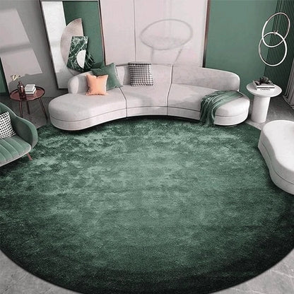 Modern Minimalist Green Round Plush Area Rug