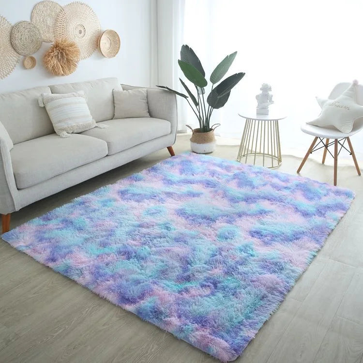 Large fluffy plush living room carpet