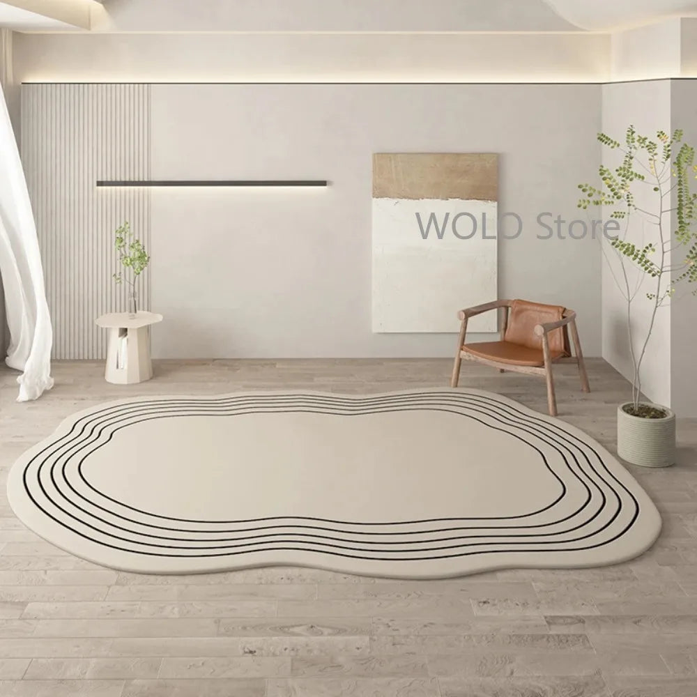Cream Irregular Soft Fluffy Area Rug