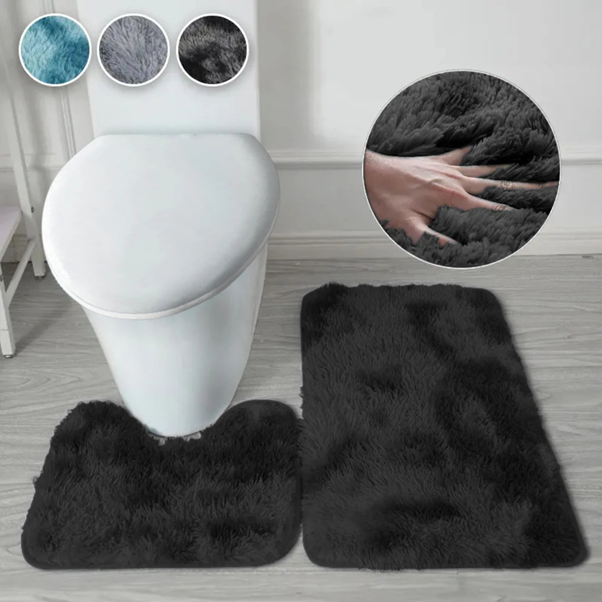 2pcs Bathroom Bath Mats Anti-Slip Water Absorbent Floor Door Mats Home Decor