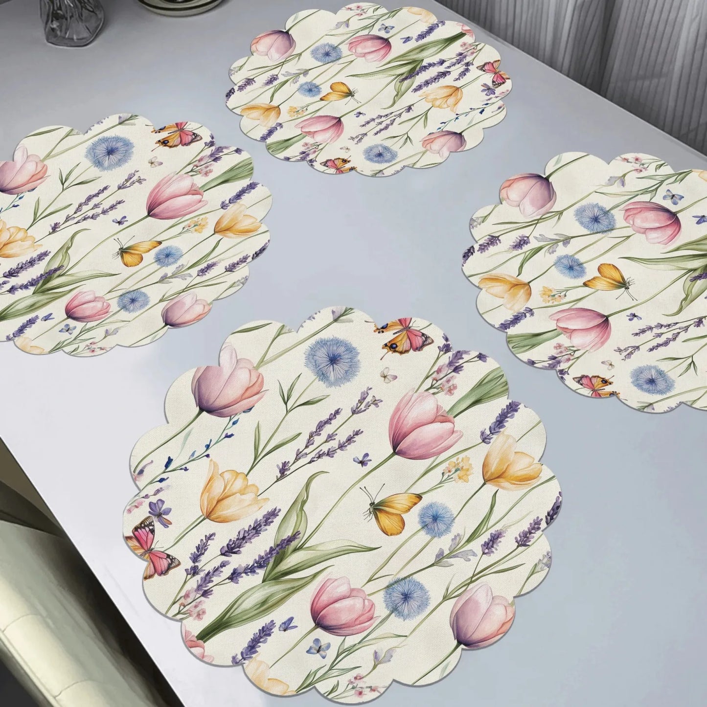 VIKAMA Spring Floral Round Placemat Set