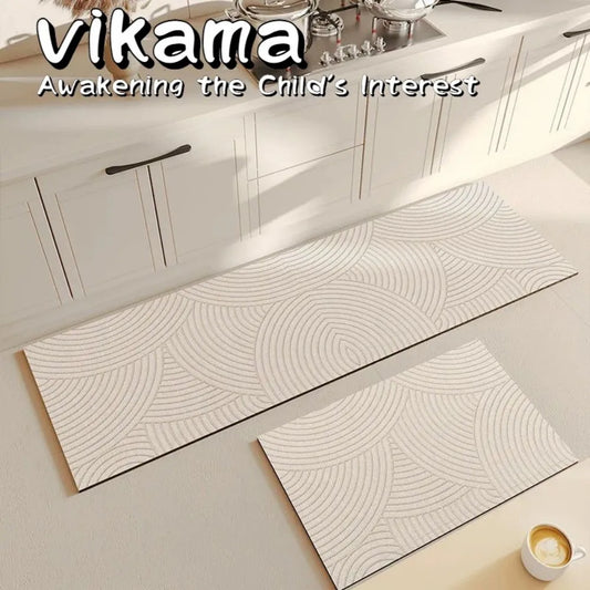 VIKAMA Multi-Function Non-Slip Absorbent Kitchen Bathroom Mat Pattern Carpet Home Decor