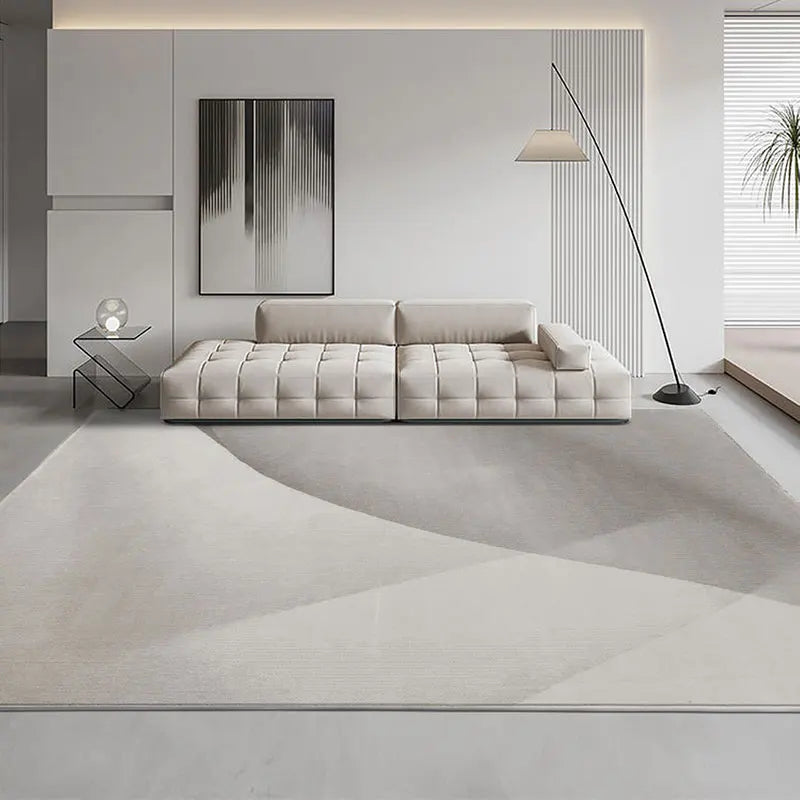 Modern Minimalist Grey Plush Washable Area Rug