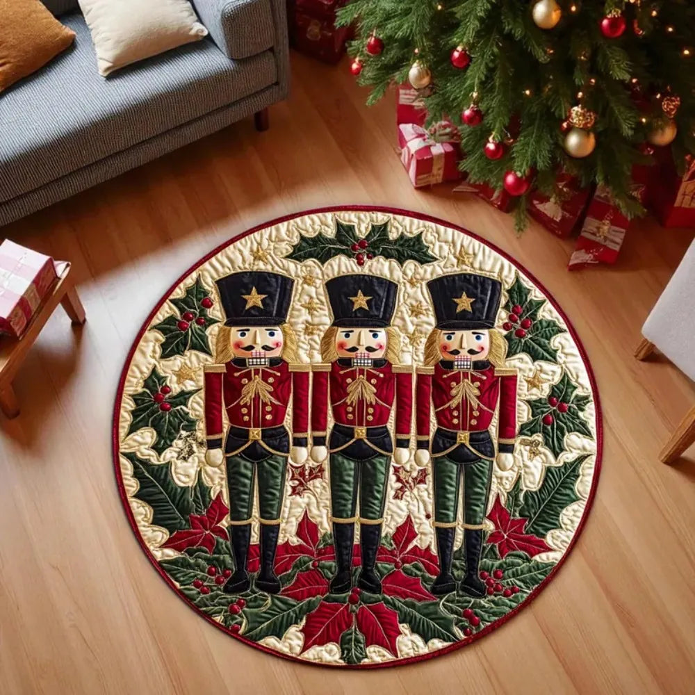 Christmas 3D Illusion Round Rug Santa Snow Scene Non-Slip Floor Mat Living Room Xmas Party Decor