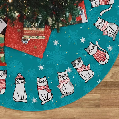 VIKAMA Black Cat Christmas Tree Skirt Pet Lover Holiday Tree Decoration Indoor Outdoor Wrap