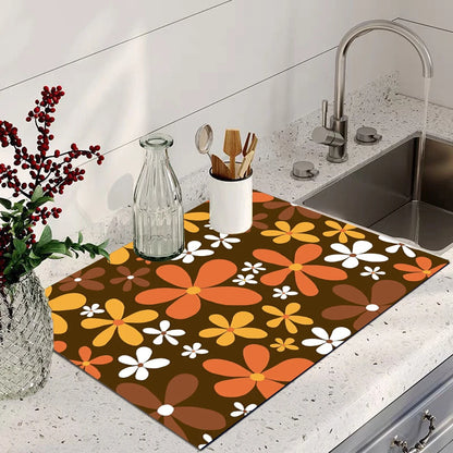 Floral Absorbent Waterproof Drying Mat
