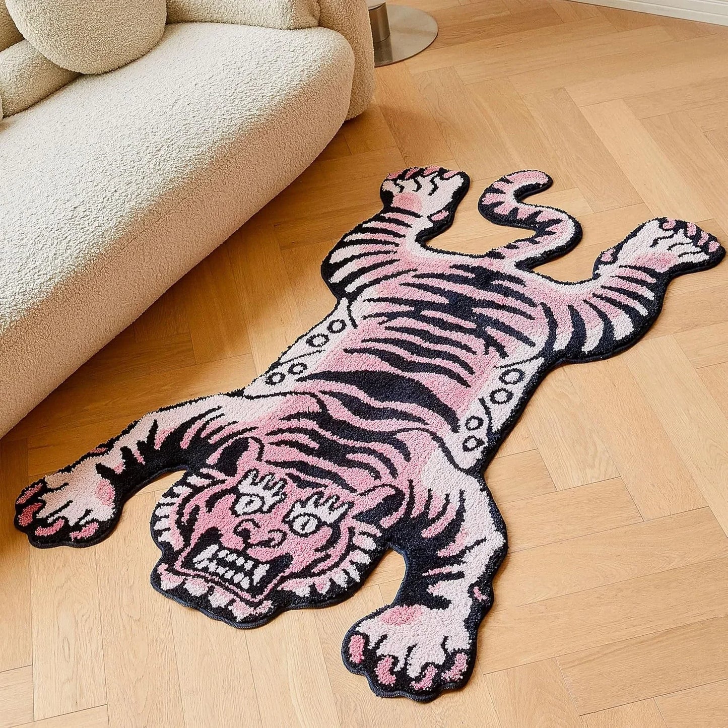 VIKAMA Sleeping Tiger Faux Cashmere Soft Area Rug
