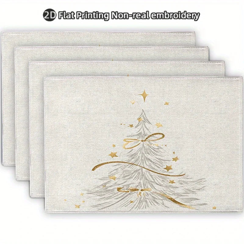 VIKAMA 4pcs Christmas Tree Placemat Christmas Day Decoration Home Restaurant Table Decoration Placemat