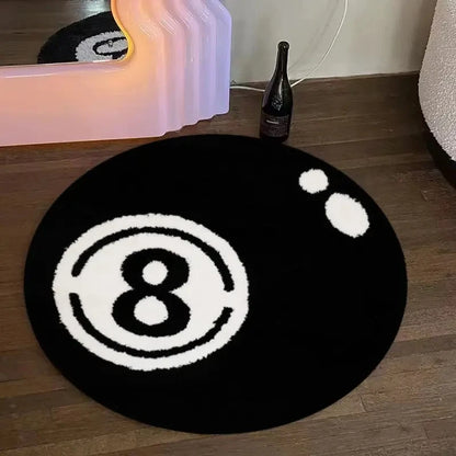 VIKAMA Black Billiards 8-Piece Soft Area Rug Set