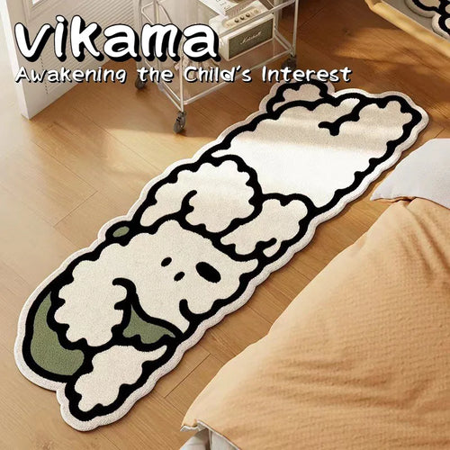 VIKAMA Cartoon Dog Faux Cashmere Carpet Soft Bedroom Bedside Living Room Sofa Coffee Table Rug Floor Mat Home Decor