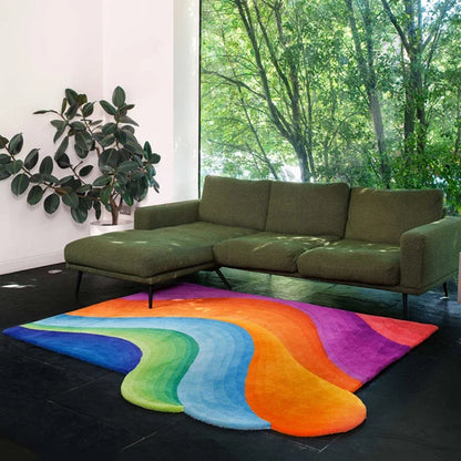 Luxury Dopamine Colorful Irregular Plush Area Rug
