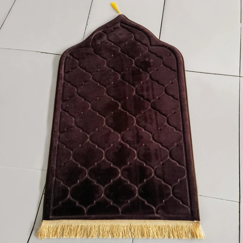 Flannel Prayer Mat Non-Slip Soft Portable Worship Rug Travel Ramadan Gift