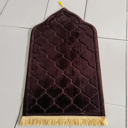 Flannel Prayer Mat Non-Slip Soft Portable Worship Rug Travel Ramadan Gift