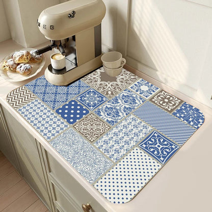Retro Kitchen Absorbent Counter Mat