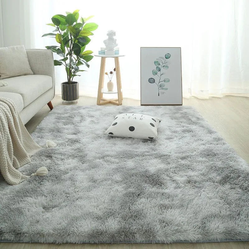 Gray Plush Fluffy Anti-Slip Area Rug