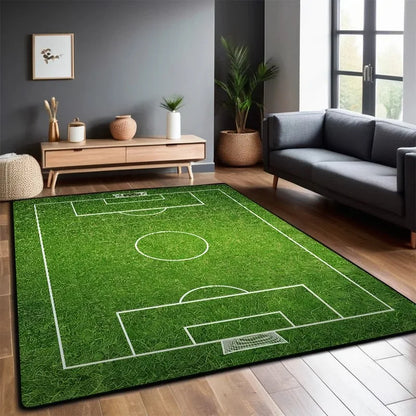 Football Field Rug Large Foldable Non-Slip Play Mat Kids Soccer Carpet Machine Washable Living Room Bedroom Home Decor