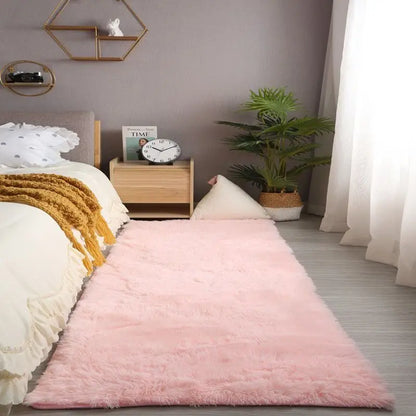 Pink Fluffy Kids Bedroom Area Rug