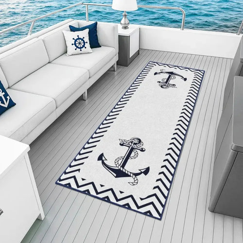Nautical Anchor Compass Marine Area Rug