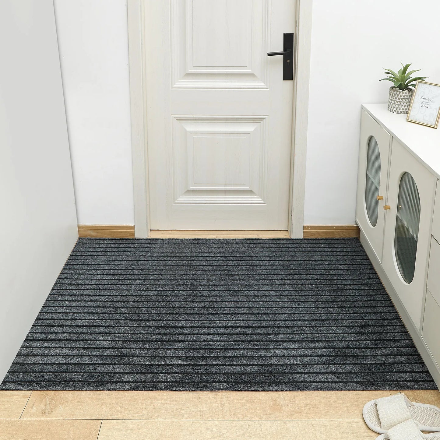 VIKAMA Striped Entry Door Mat Non-Slip Wear-Resistant Water-Absorbent Foot Rug Home Decor