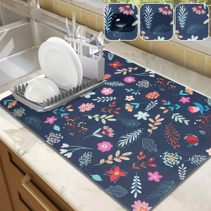 Watercolor Floral Absorbent Drying Mat