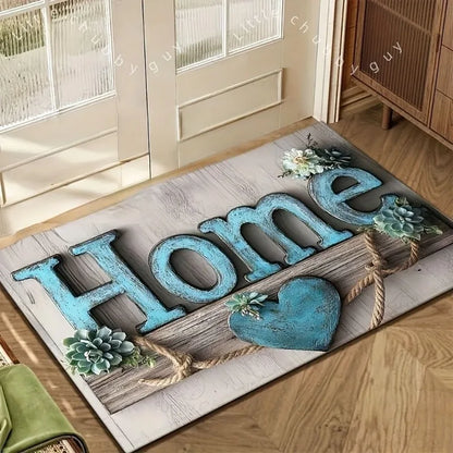 Floral Succulent 3D Embossed Non-Slip Absorbent Door Mat Bathroom Entryway Rug Home Decor