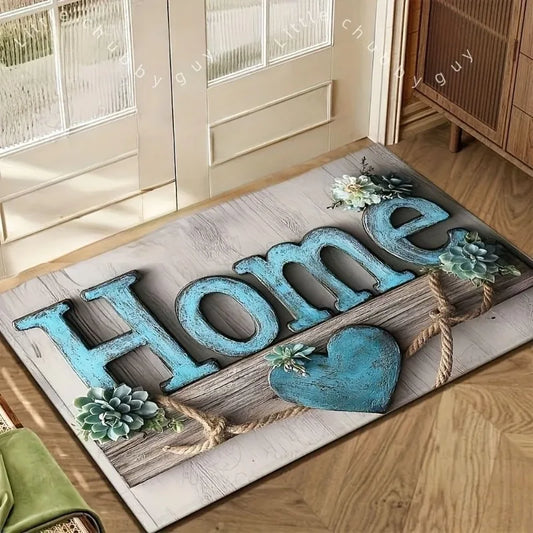 Floral Succulent 3D Embossed Non-Slip Absorbent Door Mat Bathroom Entryway Rug Home Decor