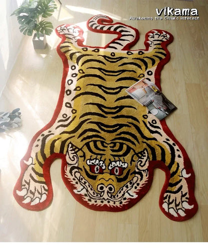 VIKAMA Tiger Pattern Soft Cashmere-Feel Area Rug