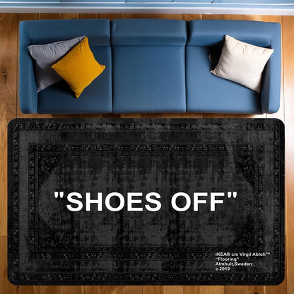 VIKAMA Minimalist “Shoes Off” Black Rug Stain-Resistant Non-Slip Doormat Welcome Carpet Bedroom Living Room Home Decor