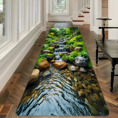 Waterfall Forest Floral Runner Rug