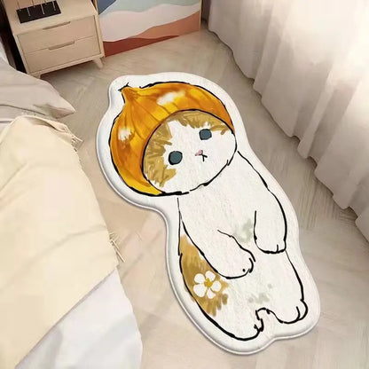 Faux Cashmere Cartoon Pet Rug Non-Slip Washable Bedroom Mat