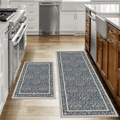 VIKAMA Bohemian Anti-Slip Washable Kitchen & Bathroom Floor Mat Set