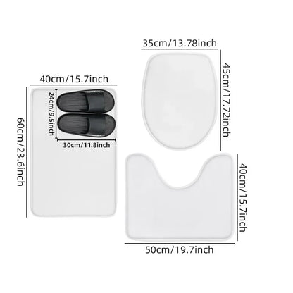 Daisy Flower Printed Floor Mat Set Non-Slip Bathroom Shower Rug Toilet Seat Cushion Door Mat Machine Washable Home Decor