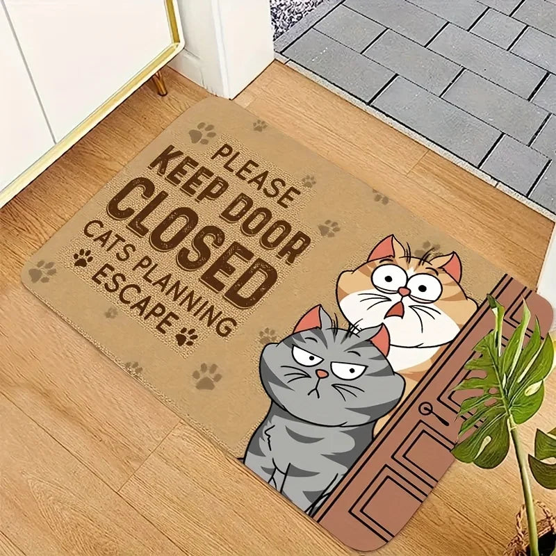 VIKAMA Cartoon Cute Cat Floor Mat Non-Slip Bedroom Kitchen Entrance Welcome Mat
