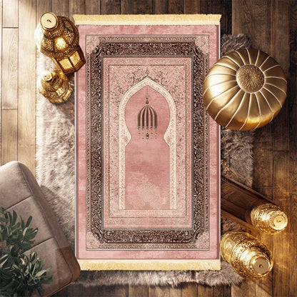 VIKAMA Islamic Fringed Anti-Slip Soft Prayer Mat