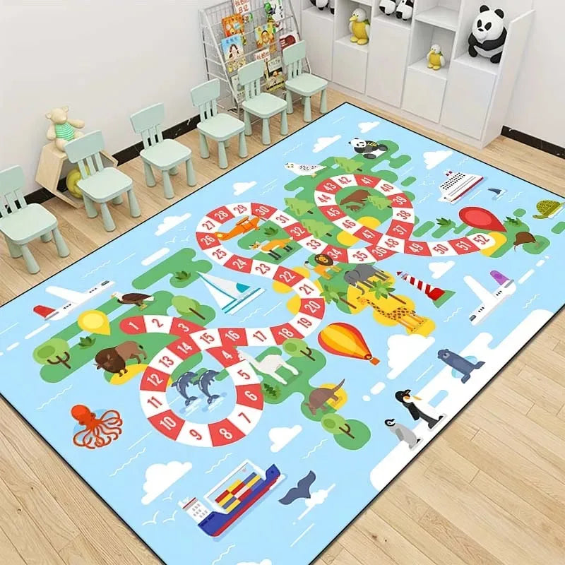 Snakes and Ladders Game Pattern Area Rug