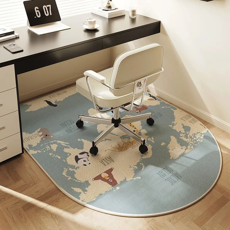 VIKAMA Chair Floor Mat Arched Non-Slip Bedroom Study Office Swivel Chair Rug