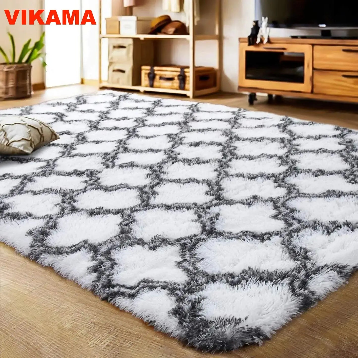 VIKAMA Geometric Plush Carpet Large Area Living Room Decoration Coffee Table Bed Mat Ultra Soft Carpet For Children's Bedroom