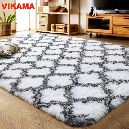 VIKAMA Geometric Plush Carpet Large Area Living Room Decoration Coffee Table Bed Mat Ultra Soft Carpet For Children's Bedroom