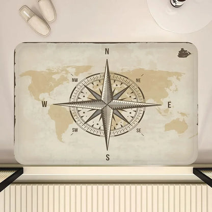 Nautical Compass Non-Slip Area Rug