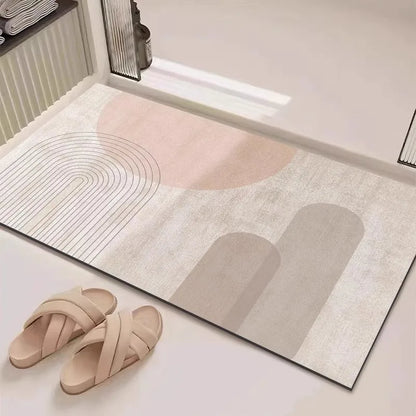 Minimalist Geometric Diatomaceous Earth Floor Mat Bathroom Toilet Balcony Absorbent Anti-Slip Rug Home Decor