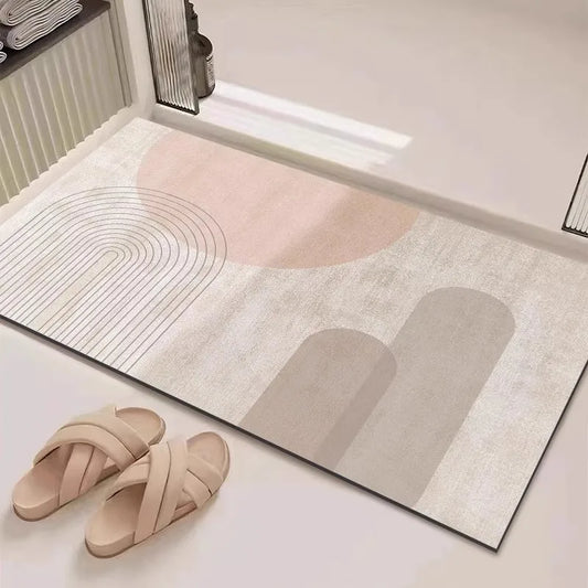 Minimalist Geometric Diatomaceous Earth Floor Mat Bathroom Toilet Balcony Absorbent Anti-Slip Rug Home Decor