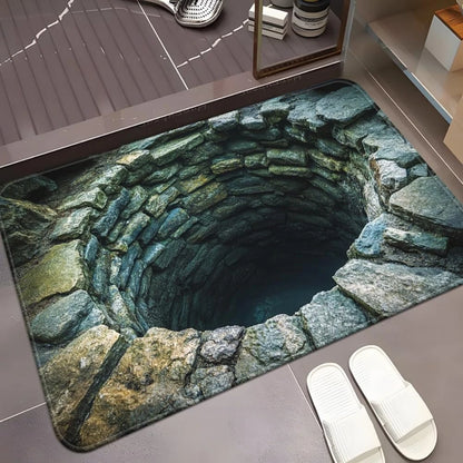 3D Stone Hole Illusion Doormat