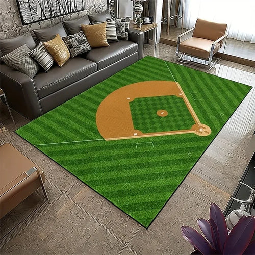 Modern Baseball Field Pattern Area Rug