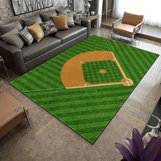 Modern Baseball Field Pattern Area Rug