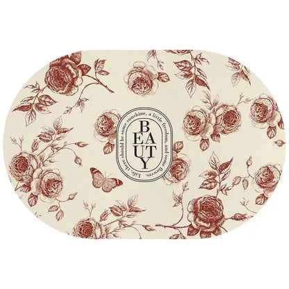 VIKAMA 40X60CM Oval Crystal Velvet Carpet Garden Flower Style Bathroom Toilet Living Room Room Door Non-Slip Mat