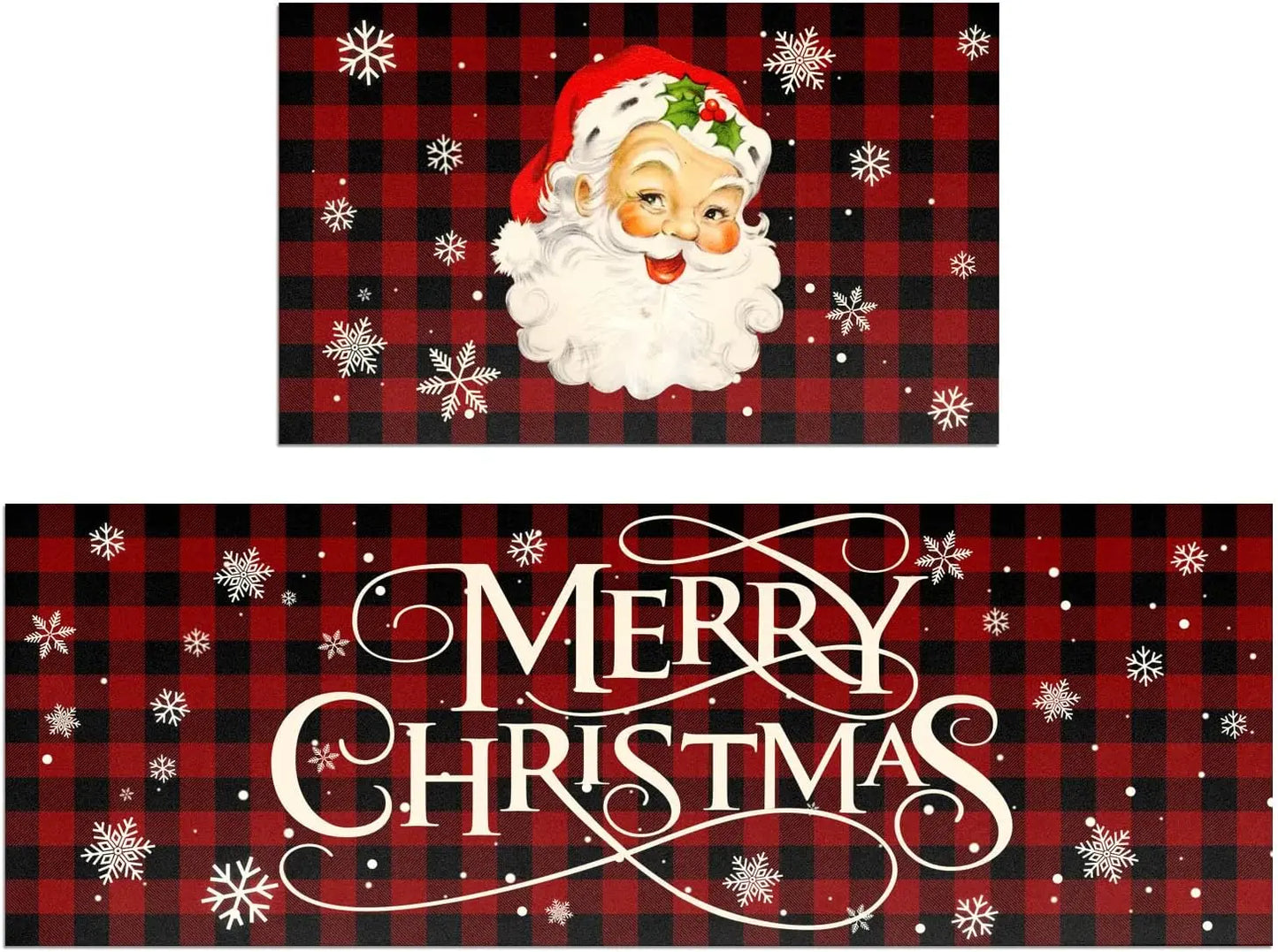 VIKAMA Christmas Gingerbread Man Floor Mat Crystal Velvet Non-Slip Kitchen Entry Door Rug Easy Care Home Decor