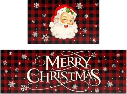 VIKAMA Christmas Gingerbread Man Floor Mat Crystal Velvet Non-Slip Kitchen Entry Door Rug Easy Care Home Decor
