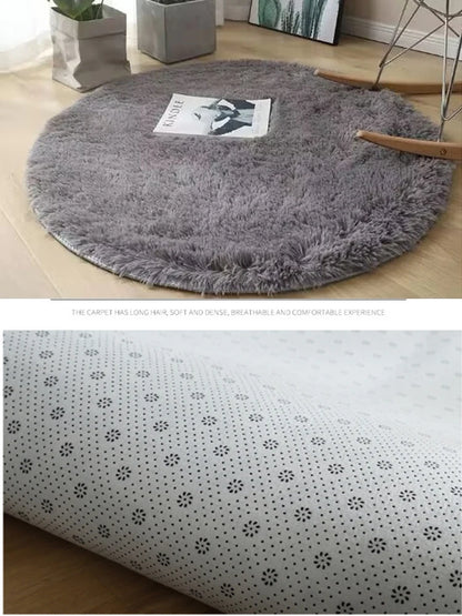 Plush Round Fluffy Non-Slip White Area Rug