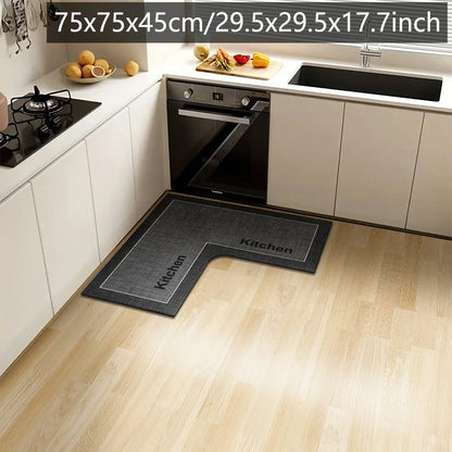 Simple L-Shaped Kitchen Non-Slip Floor Mat Diatom Mud Absorbent Bathroom Corner Door Foot Mat